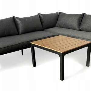 ZESTAW MEBLE OGRODOWE NAROŻNIK 4 OSOBY, SOFA STOLIK, DESECZKI - GARDENOVE